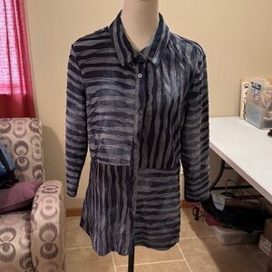 Navy Striped Button Down Shirt